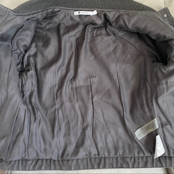 T by Alexander Wang bomber leather sleeve jacket - Picture 7 of 12